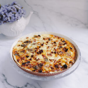 Quiche kana, virsiku ja sinihallitusjuustuga